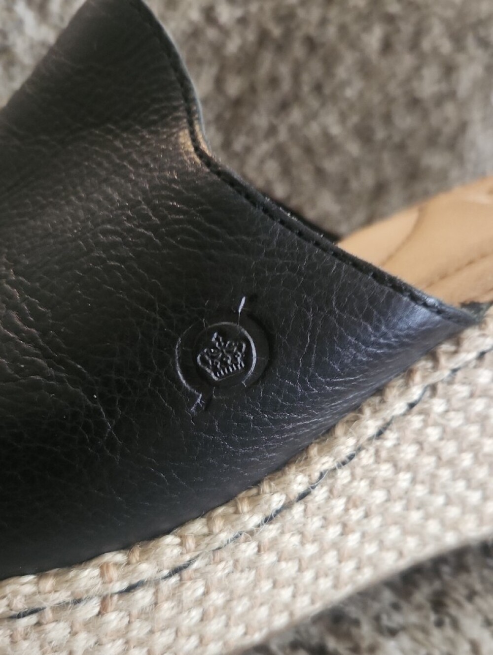 Born Black Leather Wedge Slide with Jute Espadrille Heel - EUC - Picture 4 of 8